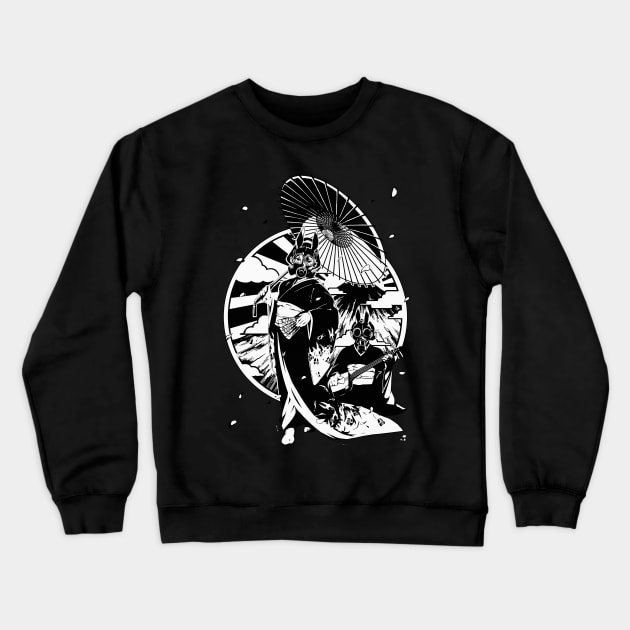 Gas Mask Cyberpunk Geisha Crewneck Sweatshirt by OWLvision33